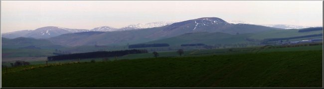 Our first view of the Cheviots still sprinkled with snow