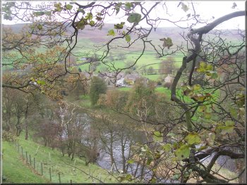 Looking back over Burnsall as the path climbed up above the river