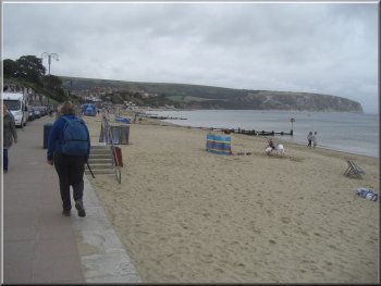 Walking along the sea front at Swanage