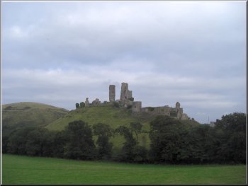 Looking back to Corfe Castle from the Purbeck Way