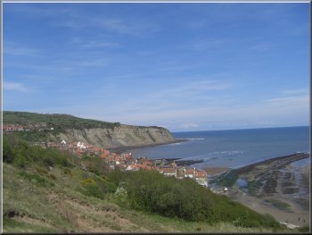 Looking back to Robin Hood's Bay village from the Cleveland Way