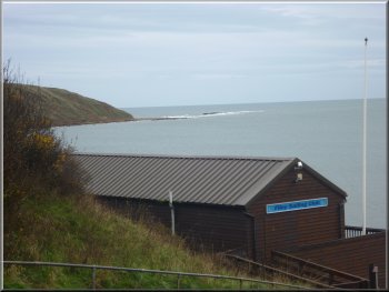 Looking over Filey Sailing Clubhouse to Filey Brigg