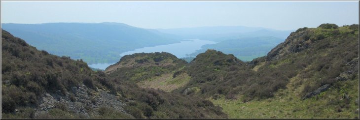 The view down Coniston Water from the top of Holme Fell