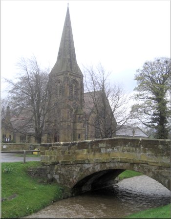 The church next to Scugdale Beck in Swainby