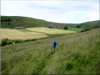 Path dropping down the valley side to Marske Beck