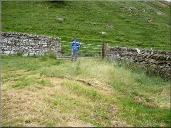 Gate onto the farm access track to Telfit Farm