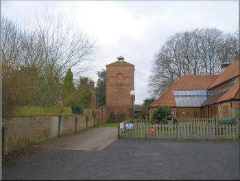 The village hall next to the car park
