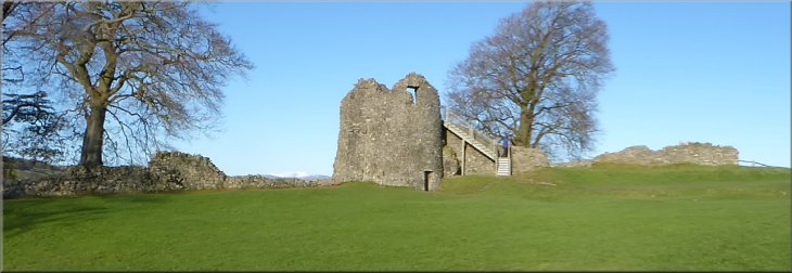 Part of the Kendal Castle ruins seen from inside the castle wall