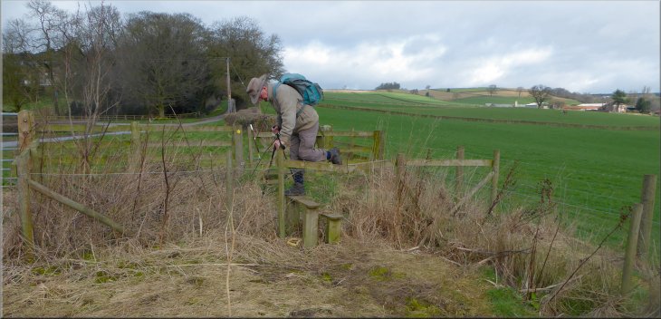 Stile leading us to the Brandsby to Crayke road