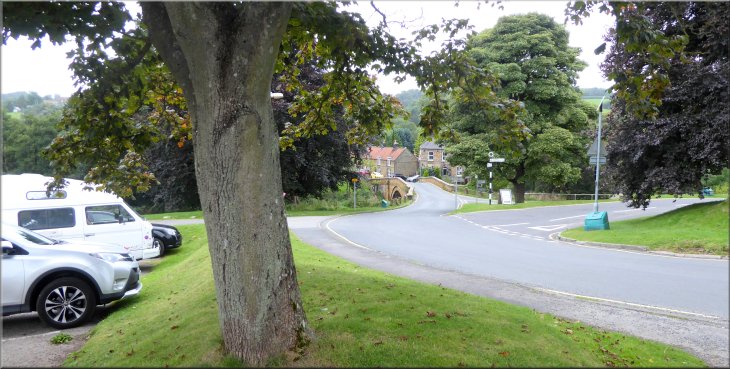 Looking down to Lealholm Bridge from the car park at the road junction in the village