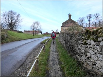 Following the road into Oulston at the start of our walk