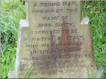 Poignent grave of an unknown man drowed in the R. Lune