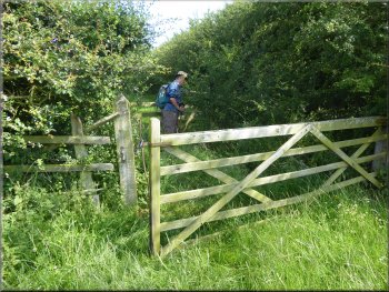 We turned right through the hedge with a gate on both sides
