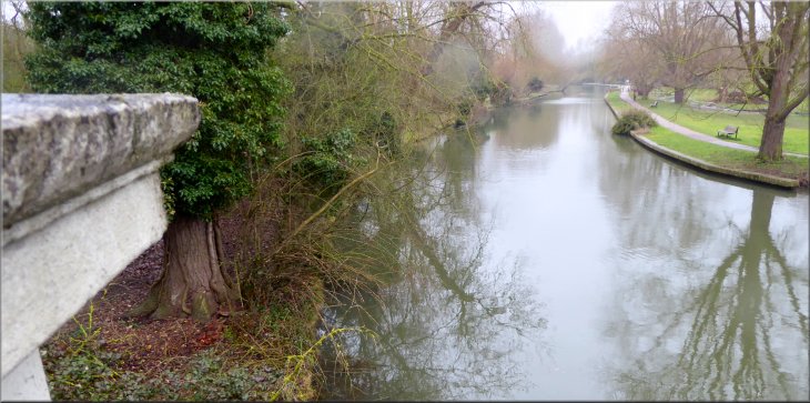 The River Cam seen from The Fen Causeway road bridge at the end of our walk