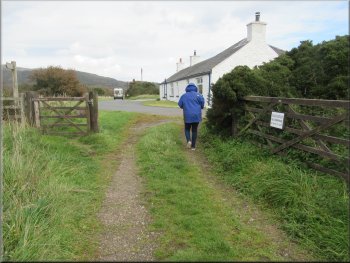 Joining the lane at Mersehead Cottages