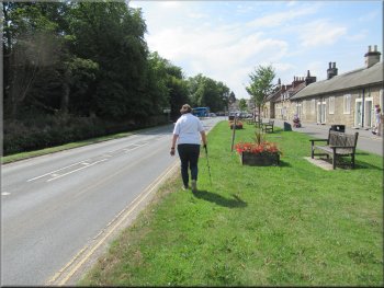 Walking along the A170 to the centre of Thornton-le-Dale