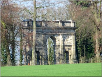 the triumphal arch at the top of the field