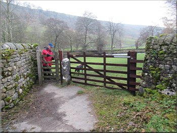 Gate to the field path above the River Skirfare
