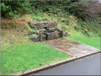 Animal drinking trough by the access road