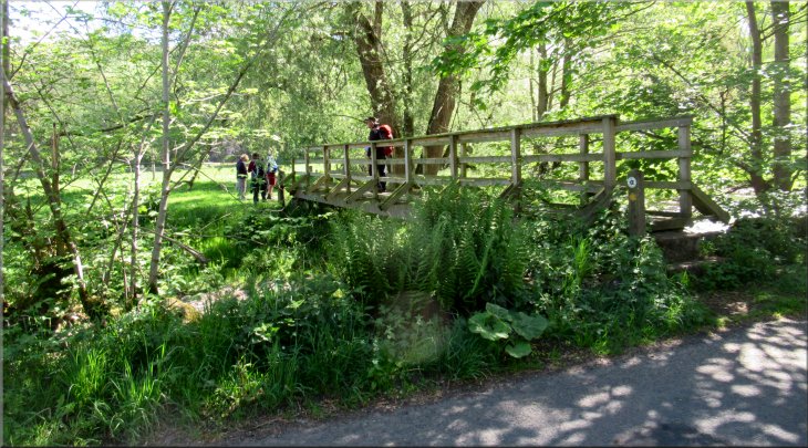 The route of St. Cuthbert's Way over the footbridge across Kale Water