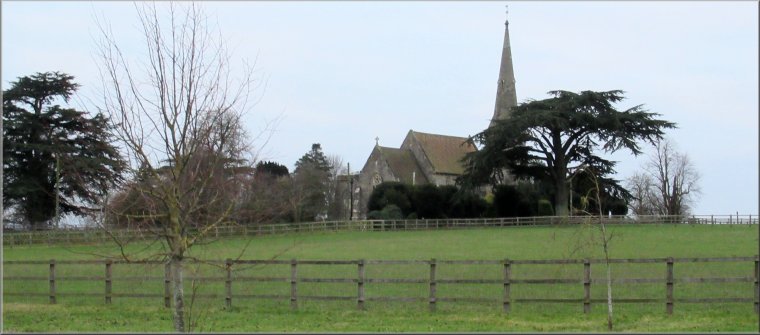 All Saints Church, Thirkleby seen across the field from our parking spot