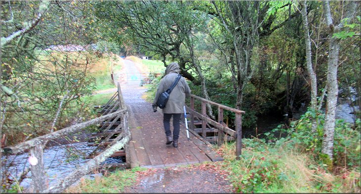 We followed the track over a bridge across the river, Abhainn Ghlas, and at once turned right to follow the river