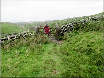 Path dropping down across the fields towards Hebden Beck