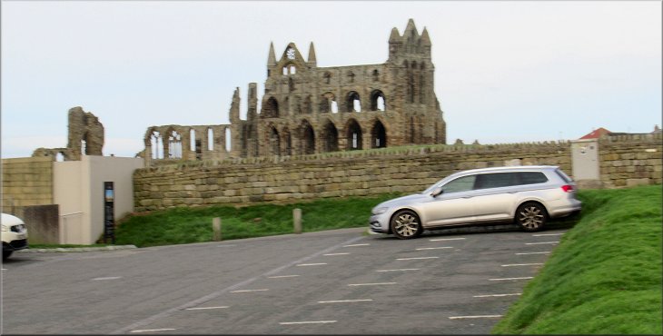 Whitby Abbey seen from the car park where we started our walk