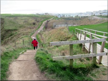 Path around the caravan site at Saltwick Bay