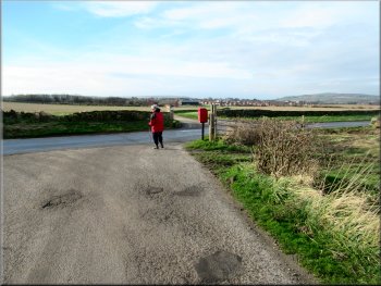 Turning right to Hawsker Lane from the caravan site access rd